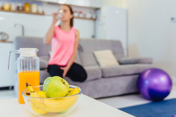 A young girl adheres to the rules of nutrition.