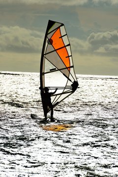 Windsurfers in One Eye Bay, Le Morne, Le Morne Brabant Peninsula, Indian Ocean, Mauritius, Africa