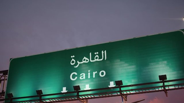 Airplane Landing Cairo during a wonderful sunrise