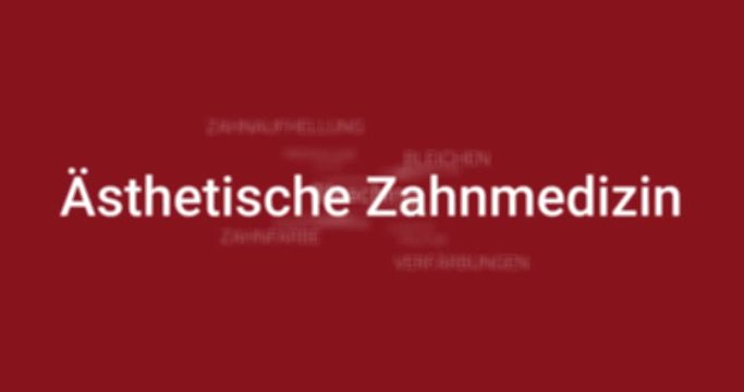 Intro welches den Service eines Zahnarztes in der &auml;sthetischen Zahnmedizin zeigt (z.B. Keramik, Veneer, Schneidezahn, Sch&ouml;nheitsfehler). Brauner Hintergrund, wei&szlig;e Schrift