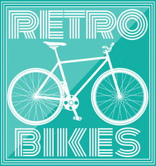 retro poster with bicycle in pink tone. vector illustration.