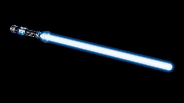 Laser Sword Spins into Frame and Ignites - 3D Animation.