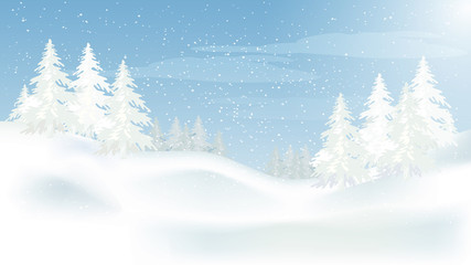 Naklejka premium Beautiful panorama winter landscape with snow on the trees in the mountains, vector