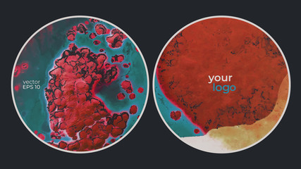 Fototapeta premium Round vector cards. Set of templates brochure, cover and sheets. Abstract painted background. Fluid colors backgrounds.