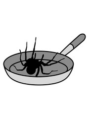 pfanne braten essen hunger restaurant kochen chef koch spinne vogelspinne design clipart logo ekelig krabbeln monster horror halloween angst