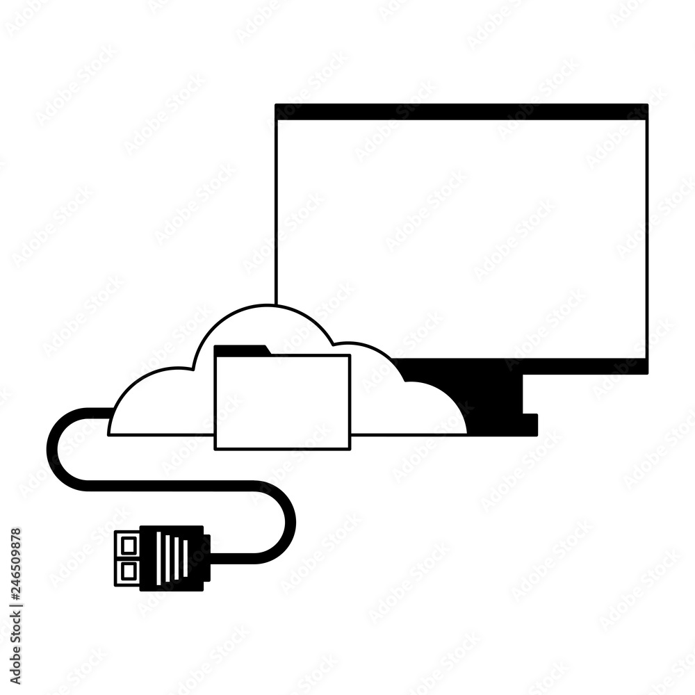 Poster computer monitor cloud computing folder cable
