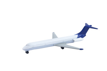 metal white plane toy isolated on white background