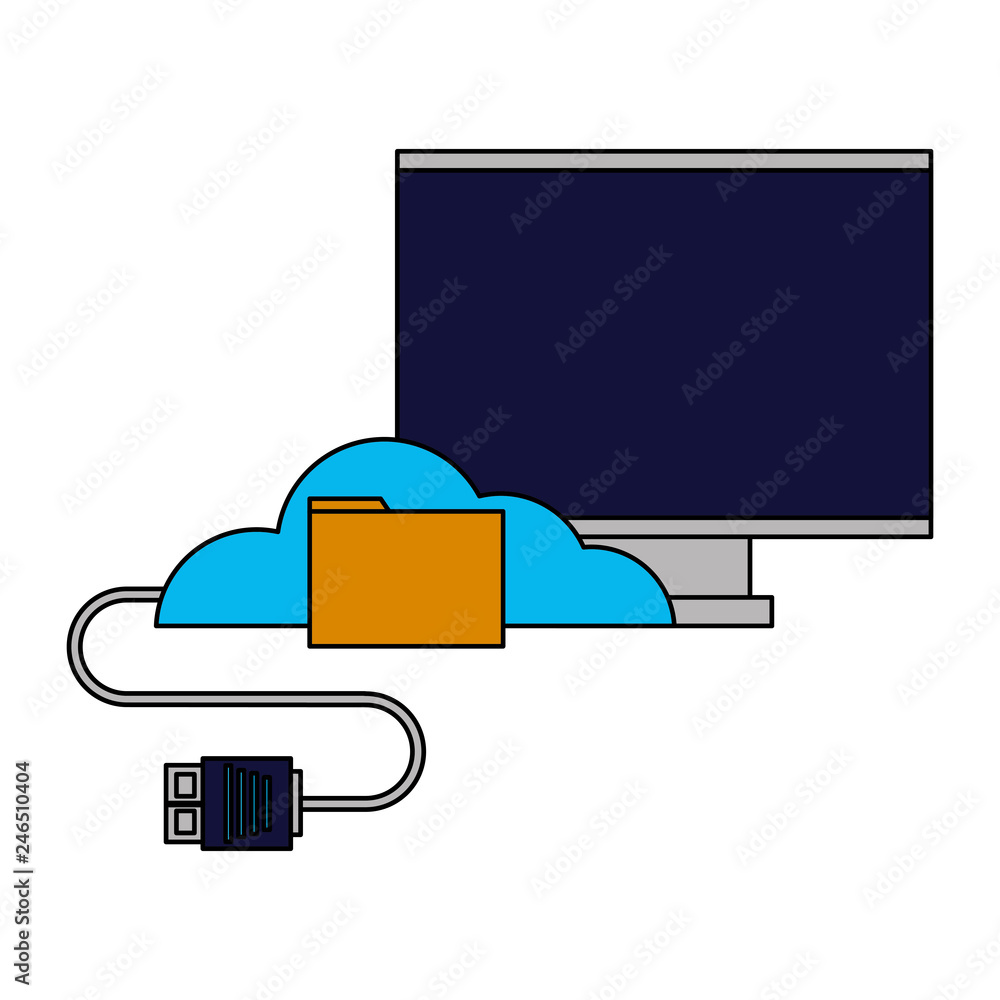 Poster computer monitor cloud computing folder cable