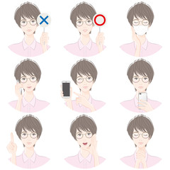 女性のいろいろな表情