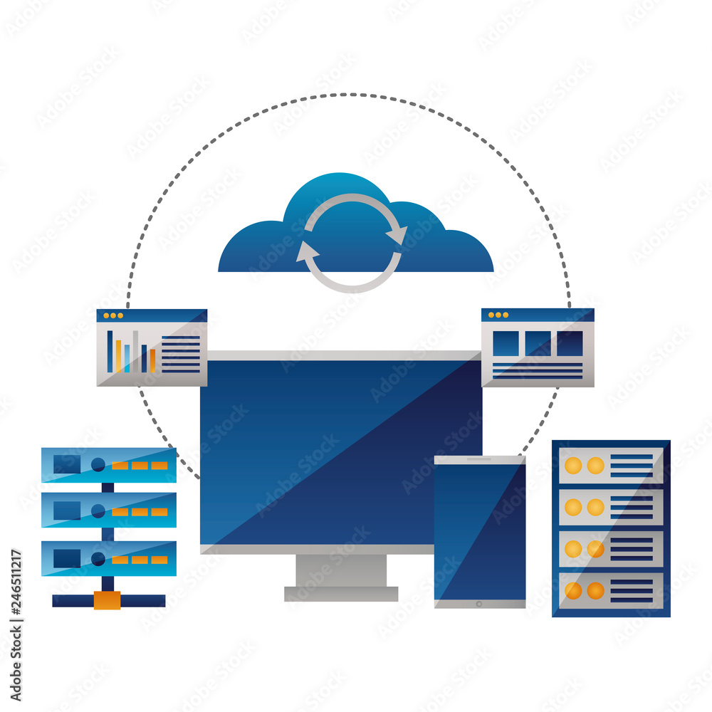 Poster cloud computing monitor cellphone database
