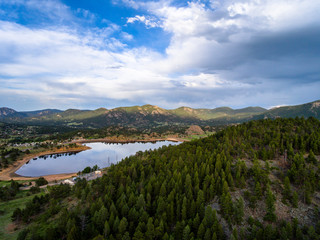 Fototapeta na wymiar Aerial Overlooking Rocky Mountain National Park 03