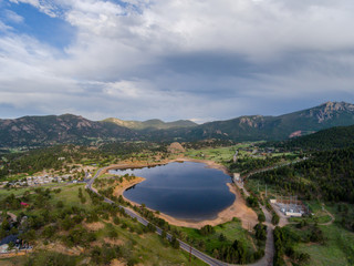 Fototapeta na wymiar Aerial Overlooking Rocky Mountain National Park 02