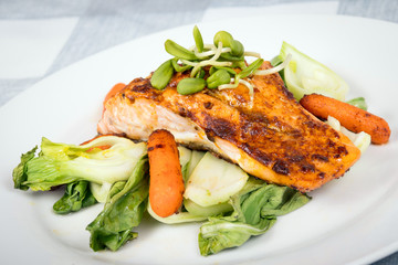 Delicious grilled salmon fish dish