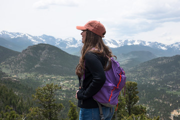 Fototapeta na wymiar Young Woman Enjoying a Mountain Overlook 02