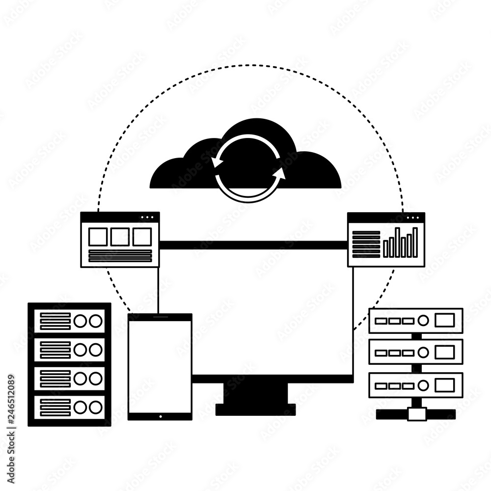 Poster cloud computing monitor cellphone database