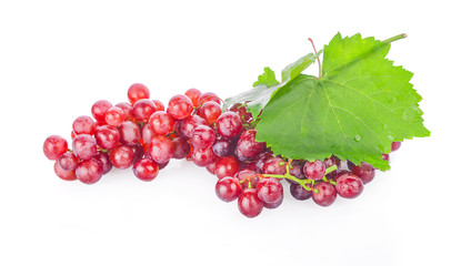 red grapes isolated on white background.