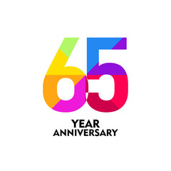 65 Year Anniversary Vector Template Design Illustration