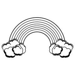 Rainbow with clouds black and white