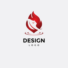 Vector logo design, fire icon and woman