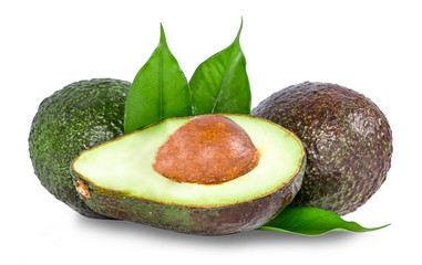 Sliced avocado isolated on white background