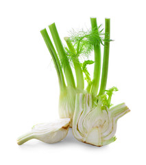 Fresh fennel bulb isolated on white background