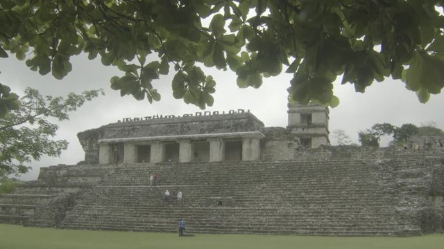 Panning From Sky to Mexican Ruins