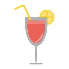 Cocktail with lemon and straw