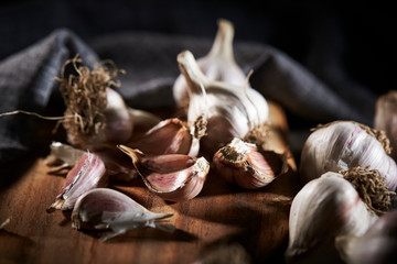 Garlic cloves with dramatic lights 