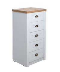 Modern light wooden chest of drawers isolated on white. Furniture for wardrobe room