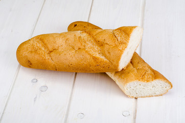 Fresh thin french baguette