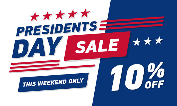 Presidents day sale 10% discount banner . Vector template.