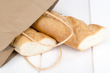 Fresh thin french baguette