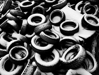 Frozen old tires