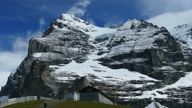 Eiger and Jungfraubahn station Eigergletscher, Bernese Alps, Switzerland, Europe