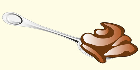 Kitchen instrument dinning-room spoon with chocolate mass