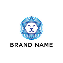 lion star face with line art