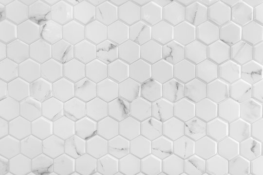 White marble wall with hexagon pattern