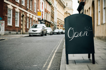 Standing frame of an open sign for business