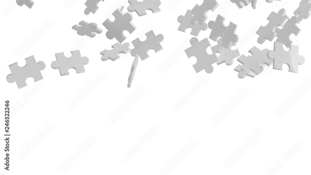 Poster jigsaw puzzle in the air, pattern texture with space in strategy and solution of team business succe
