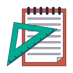 notes with triangle ruler