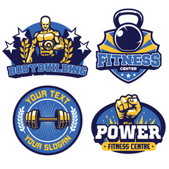 fitness and gym center badge design collection