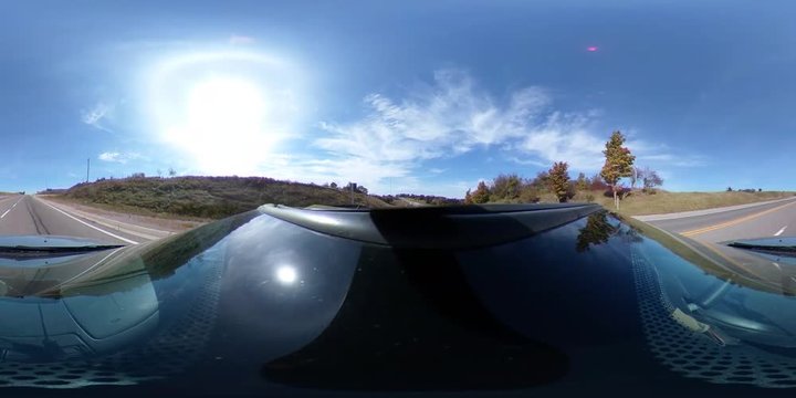 360VR 4K VR 360 Convertible Long Shot Driving Near Coast