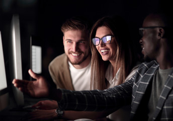 close up.friends discussing new information