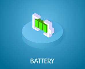 Battery isometric icon. Vector illustration. 3d concept