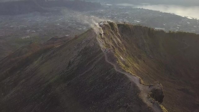 Steam & Clouds on a ridge of Mount Batur, Bali