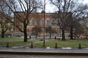 park, house behind the trees, Helsinki