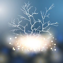 Set of lightnings. Thunder-storm and lightnings. Magic and bright lighting effects. Vector Illustration