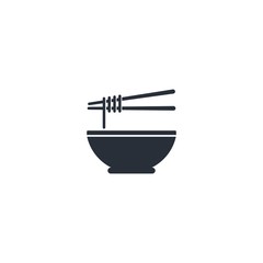 Bowl of Ramen Noodle.Vector icon isolated on white background.