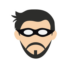 man face with mask and beard head