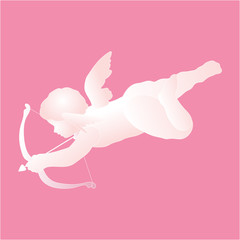 Cute Cupid with arrow for Valentines day greeting card, Vector Illustration